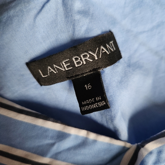 Lane Bryant Blue Striped Sleeveless Below The Knee Dress Size 16 - Picture 4 of 4